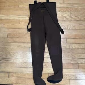 Cabela’s Neoprene Insulated Stockingfoot Chest Waders Men ML Medium Brown Fish